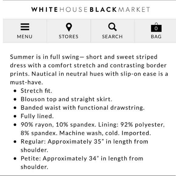 WHBM Striped Nautical Strapless Tube Dress - Picture 5 of 7